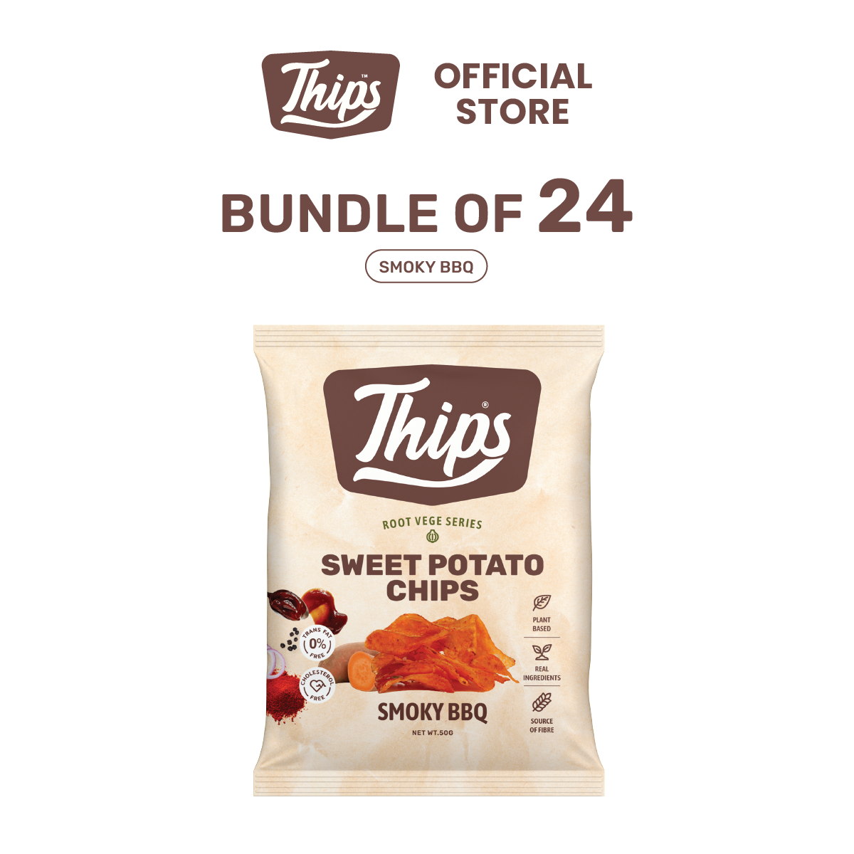 [Bundle of 6, 12, 24] Thips Smoky BBQ Sweet Potato Chips Halal