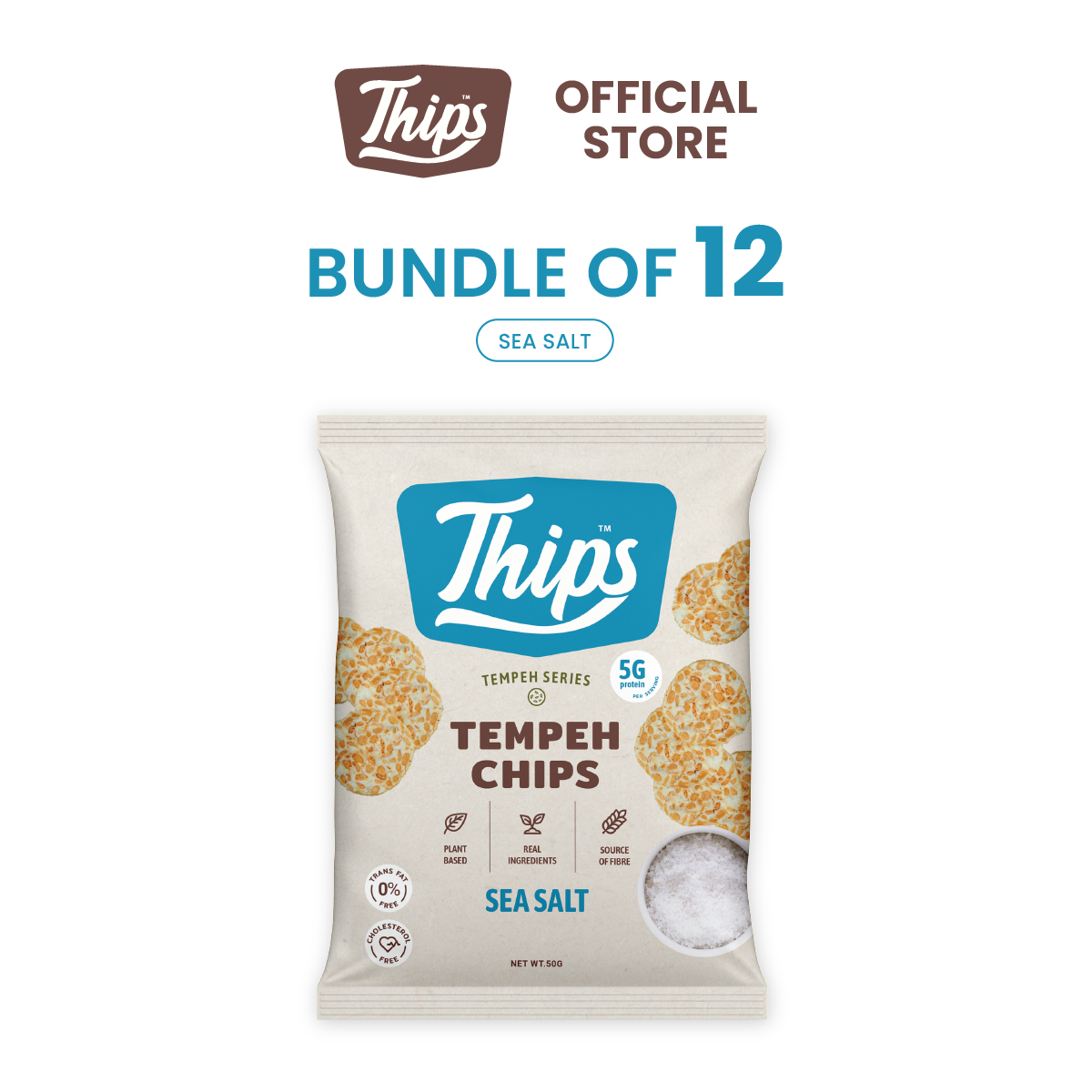 [Subscription Plan- Bundle of 12] Thips Sea Salt Tempeh Chips