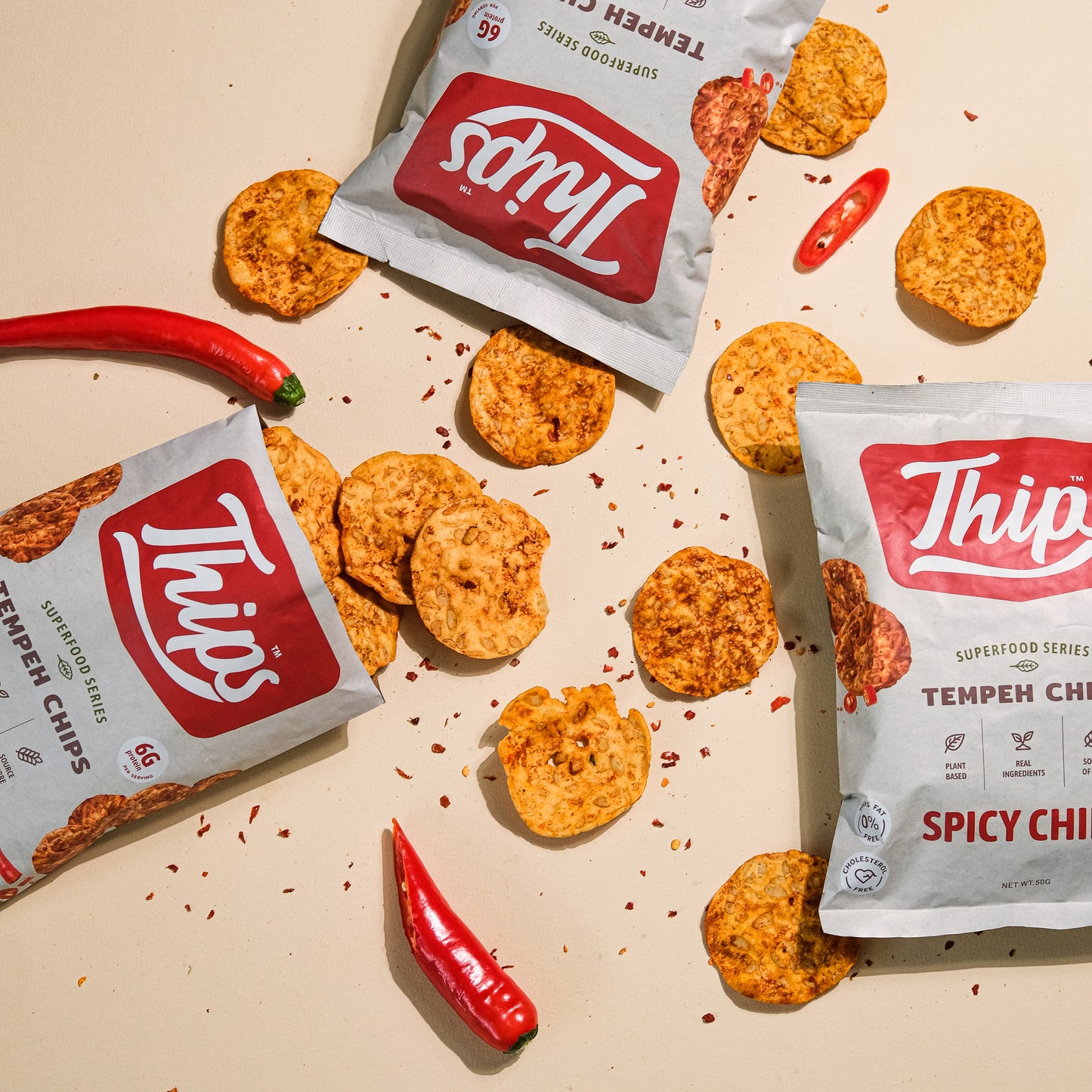 [Subscription Plan- Bundle of 12] - Thips Spicy Chilli Tempeh Chips
