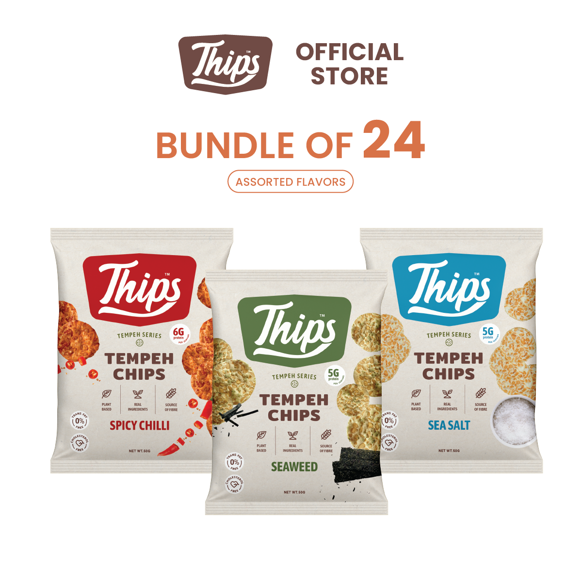 [Bundle of 6, 12, 24] Thips Variety Flavor Tempeh Chips