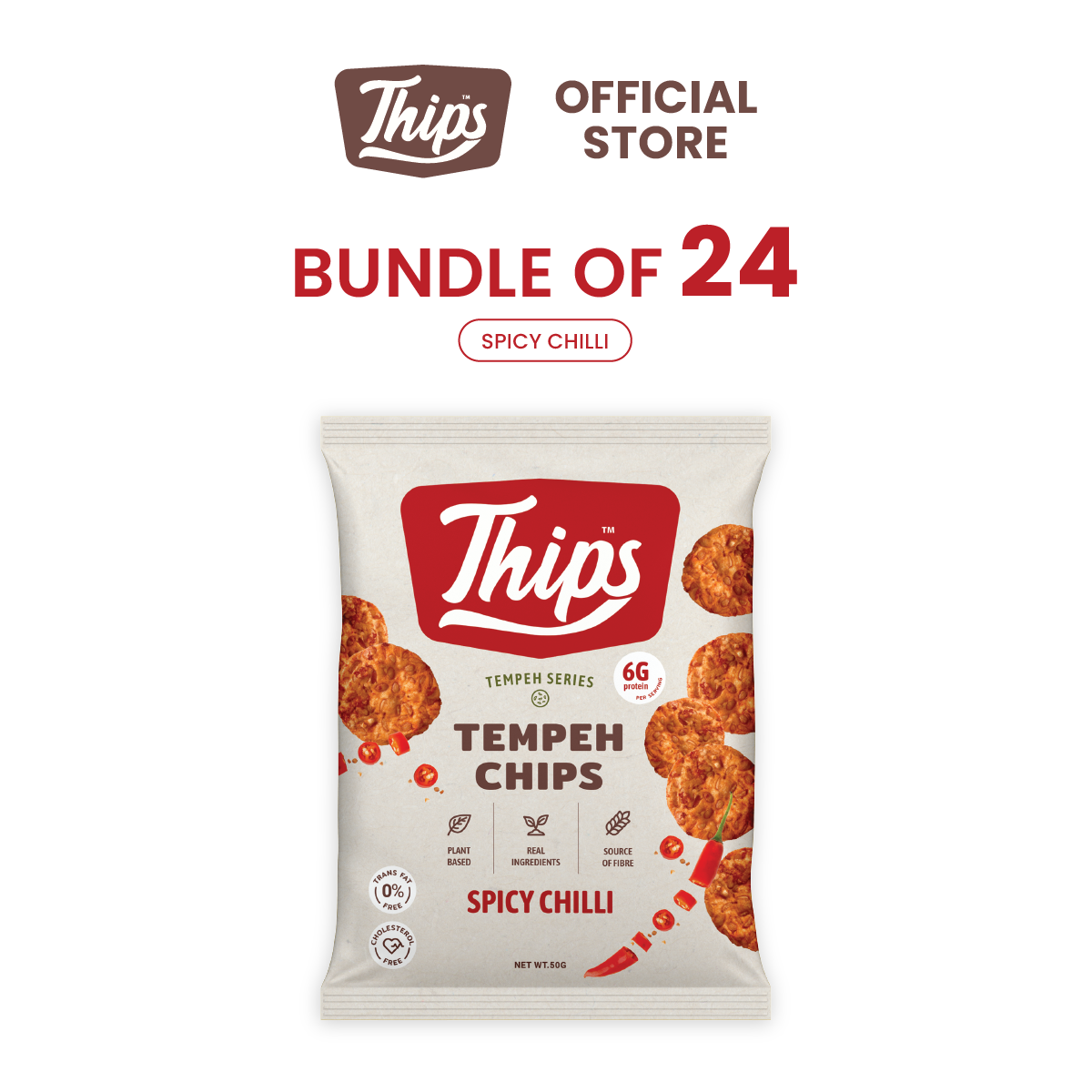 [Bundle of 6, 12, 24] Thips Spicy Chilli Tempeh Chips